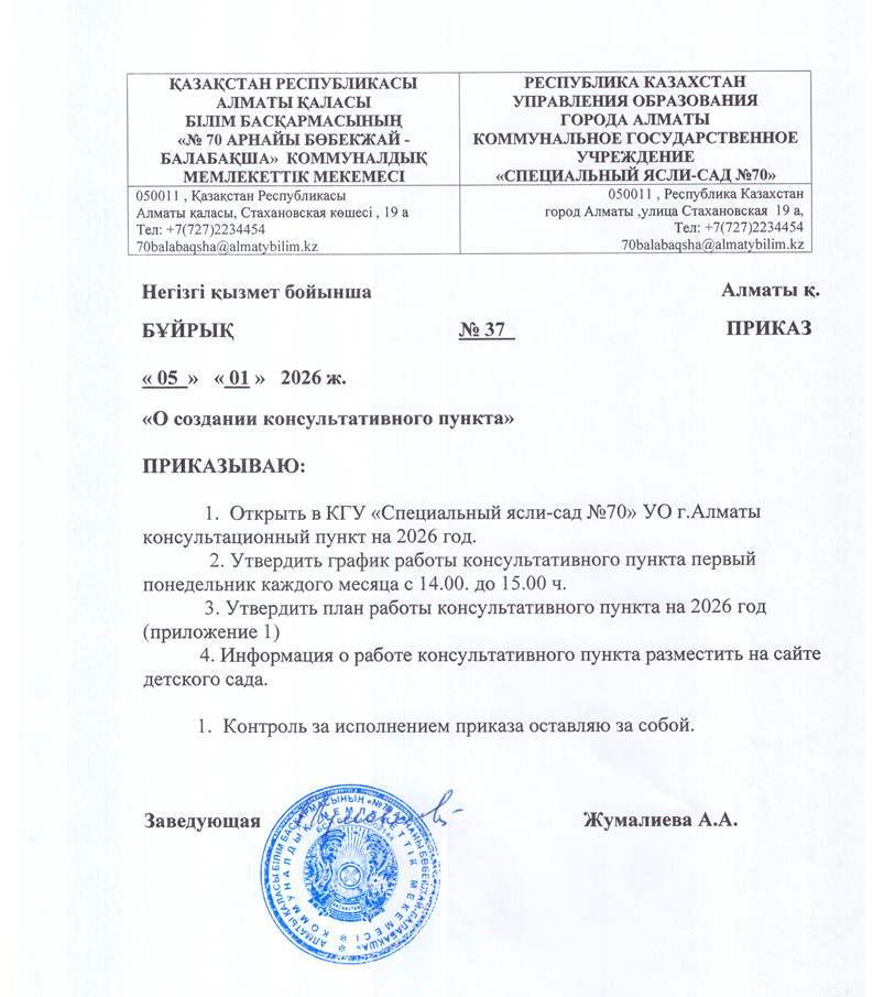 План работы консультативного пункта